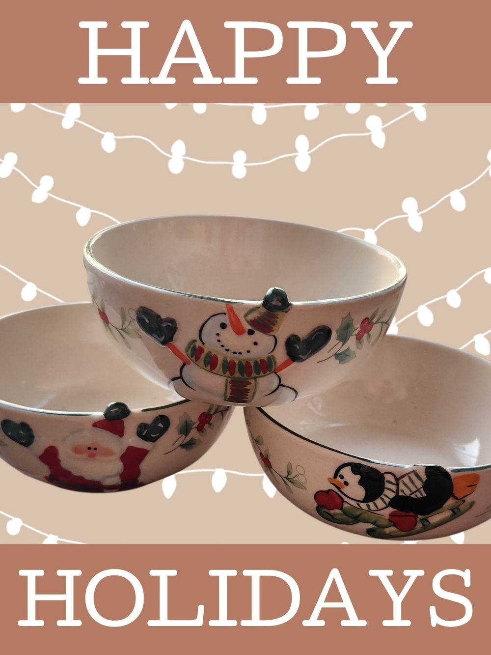 Pfaltzgraff Holiday Character Ceramic Bowls - Winterberry Condiment Bowls